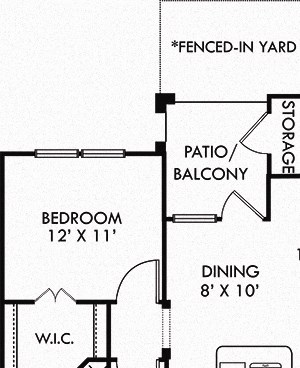 Hawthorne with Attached Garage and Fenced-in Yard Hawthorne with Kitchen, Living, Dining, 1 Bedroom, 1 Bath, Attached Garage and Fenced-in Yard
